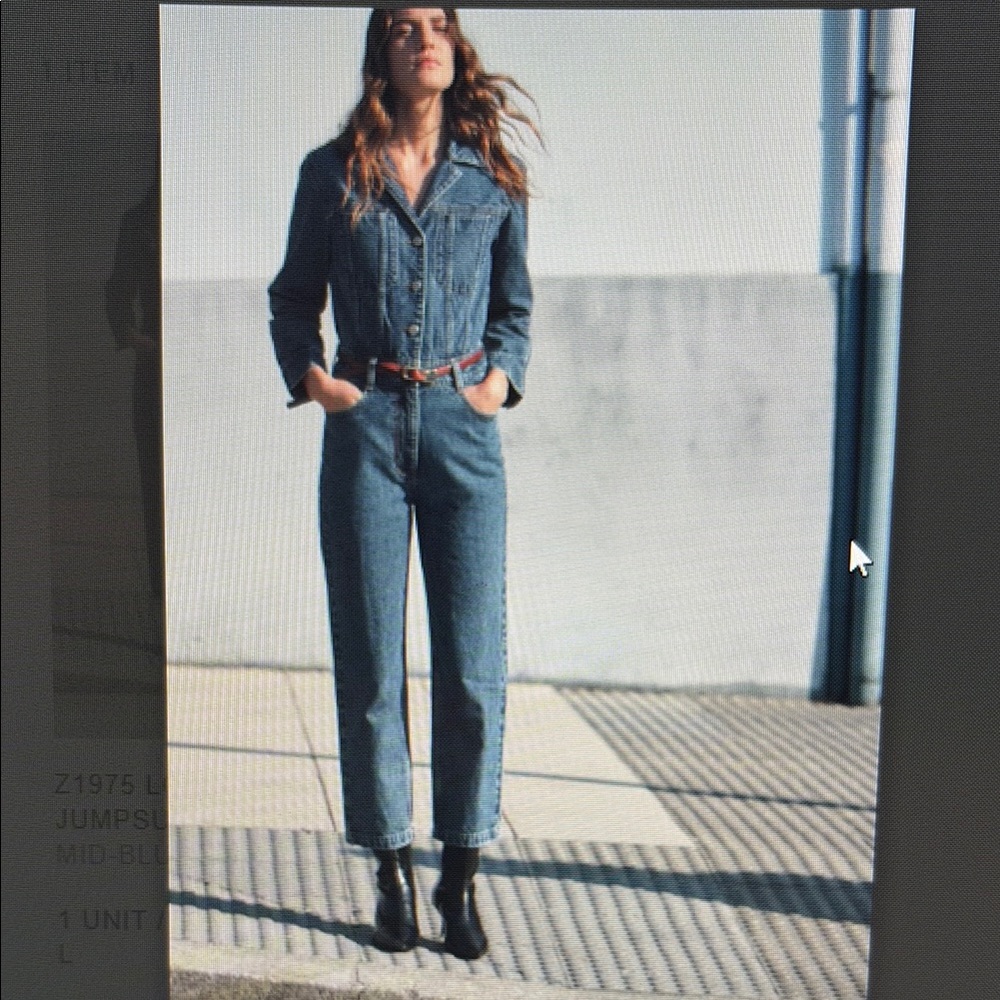 Zara Long Denim Jumpsuit - L